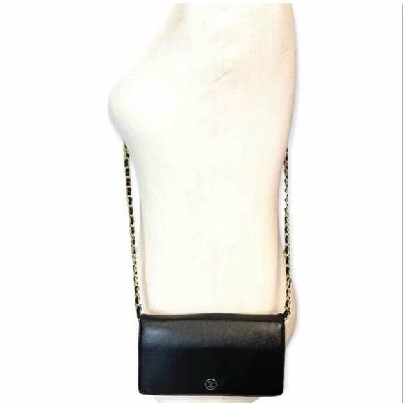 Authentic Chanel Coco Button Caviar Leather Bifold Long Wallet Crossbody - Picture 7 of 7